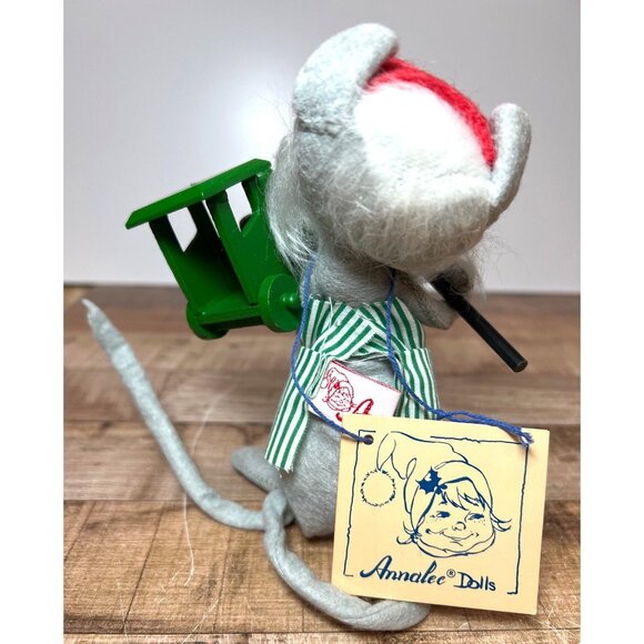 Annalee Dolls Christmas Mouse With Green Train & Brush With Tags & Org Bag 7750 - Picture 4 of 5